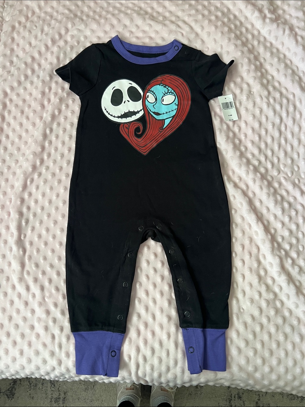 Disney Black and Purple Jack Skellington & Sally Baby One-Piece
